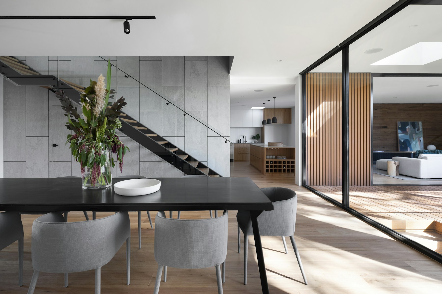Contemporary home with warm natural finishes